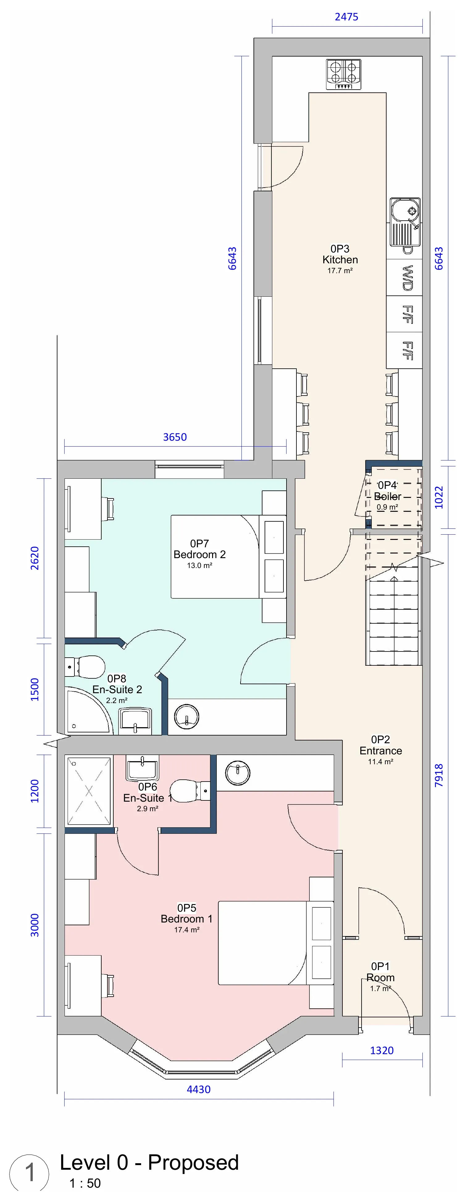 Proposed plan of Level 0 at the Gateshead conversion.